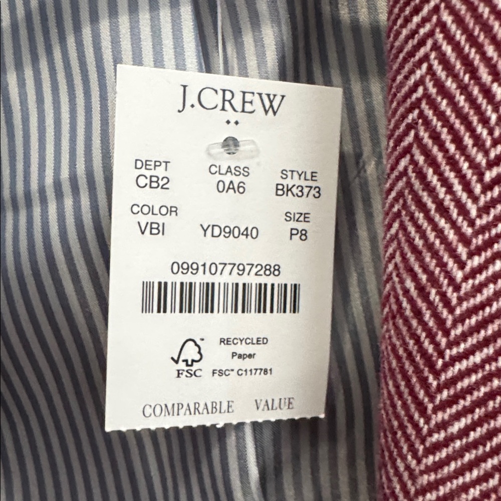 J. Crew Woman’s Herringbone Schoolboy Blazer - Picture 7 of 7